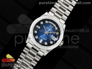 Day Date 36 YG 128236 KF 1:1 Best Edition Blue Ombre Dial on President Bracelet A2836 (Gain Weight)