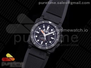 BR 03-92 Diver PVD All Black 1:1 Best Edition Black Dial on Rubber Strap MIYOTA 9015 (Free Nylon Strap) V3