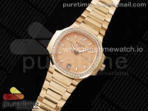 Nautilus 7118 Ladies RG 3KF 1:1 Best Edition RG Dial Diamonds Bezel on RG Bracelet A324 Super Clone