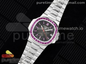 Nautilus 5711 SS GRF 1:1 Best Edition Gray Dial Purple Diamonds Bezel on SS Bracelet 324CS