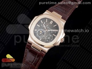 Nautilus 5712 RG PPF 1:1 Best Edition Gray Dial on Brown Leather Strap A240