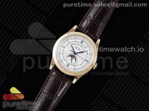 Annual Calendar Moonphase 5396 RG ZF 1:1 Best Edition White/Blue Dial on Brown Leather Strap A324