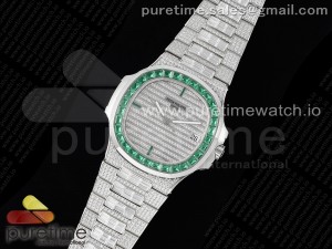 Nautilus 5711 SS TWF Full Diamonds Green Diamonds Bezel Diamonds Dial on Diamonds Bracelet A324