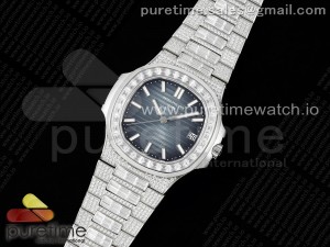 Nautilus 5711 SS TWF Full Diamonds Blue Dial on Diamonds Bracelet A324