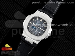 Nautilus 5712 SS PPF 1:1 Best Edition Blue Dial on Black Leather Strap A240 Super Clone V2