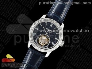 PP Tourbillon SS Texuted Bezel RMSF Edition Black Starry Dial on Blue Leather Strap