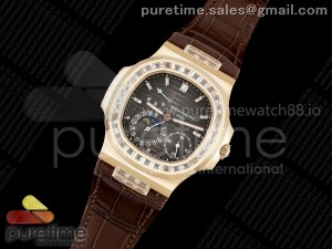 Nautilus 5712 RG PPF 1:1 Best Edition Gray Dial on Brown Leather Strap A240 Super Clone V3