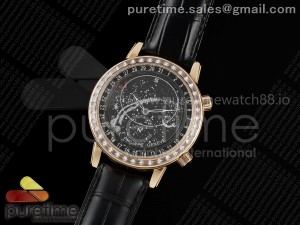 Grand Complications 6102 RG GRF Best Edition Black Dial Diamonds on Black Leather Strap A240