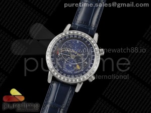 Grand Complications 6102 SS GRF Best Edition Blue Dial Diamonds Bezel on Blue Leather Strap A240