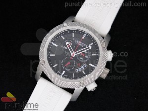 Sports Chrono SS Black Dial on White Rubber Strap ISA Quartz