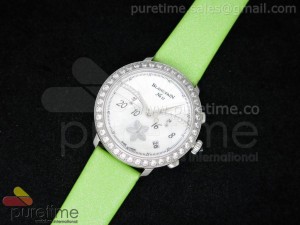 Unveils Chono SS White MOP Dial on Green Fabric Strap JAP Quartz