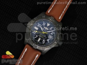 Avenger Seawolf 44mm PVD Black Dial Yellow Second Hand on Deep Brown Leather Strap A2824