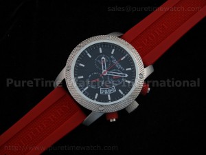 Sport Chronograph SS on Red Rubber Strap