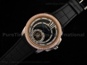 Calibre de Cartier TT Diamond Bezel Black Dial