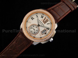 Calibre de Cartier TT Diamond Bezel Cream Dial