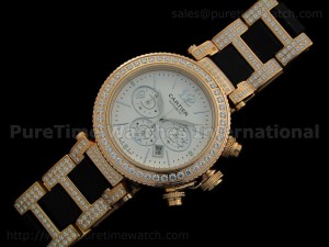 Seatimer Mens Quartz Chrono RG Full Diamonds White Dial