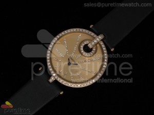 Captive de Cartier RG RG Dial Diamonds Bezel on Black Fabric Strap ETA Quartz
