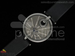 Captive de Cartier SS Gray Dial on Black Fabric Strap ETA Quartz