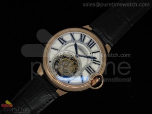 Ballon de Cartier Tourbillon RG White Dial Leather Strap  Flying Tourbillon 