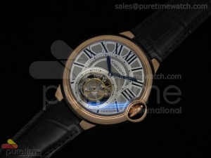 Ballon de Cartier Tourbillon RG White Dial Leather Strap Flying Tour