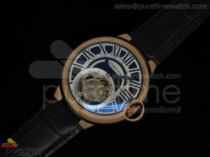 Ballon de Cartier Tourbillon RG Black Dial Leather Strap Flying Tour