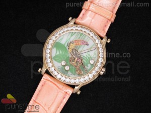 Happy Sports 150th Anniversary Animal World 42mm RG Toucan Dial on Pink Leather Strap Ronda Quartz