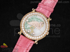 Happy Sports 150th Anniversary Animal World 42mm RG Koi Dial on Pink Leather Strap Ronda Quartz