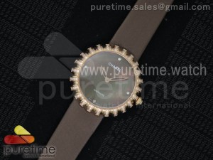 Tourbillon Volant RG Brown MOP Dial on Brown Fabric Strap Ronda Quartz