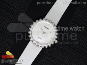 Tourbillon Volant SS White MOP Dial on White Fabric Strap Ronda Quartz