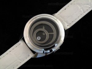 Happy Spirit SS Black Dial on White Leather Strap