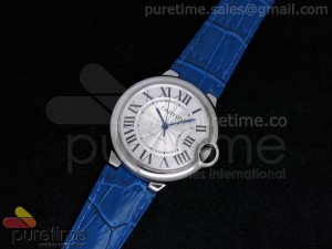 Ballon Bleu 36mm SS White Dial on Blue Leather Strap Swiss ETA2671