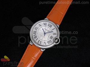 Ballon Bleu 36mm SS White Dial on Orange Leather Strap Swiss ETA2671