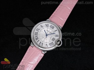 Ballon Bleu 36mm SS White Dial on Pink Leather Strap Swiss ETA2671