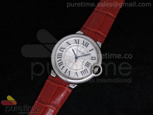 Ballon Bleu 36mm SS White Dial on Red Leather Strap Swiss ETA2671