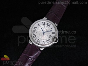 Ballon Bleu 36mm SS White Dial on Purple Leather Strap Swiss ETA2671