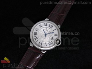 Ballon Bleu 36mm SS White Dial on Wine Leather Strap Swiss ETA2671