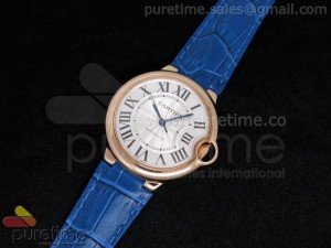 Ballon Bleu 36mm RG White Dial on Blue Leather Strap Swiss ETA2671