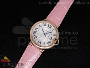 Ballon Bleu 36mm RG White Dial on Pink Leather Strap Swiss ETA2671