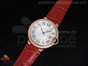 Ballon Bleu 36mm RG White Dial on Red Leather Strap Swiss ETA2671