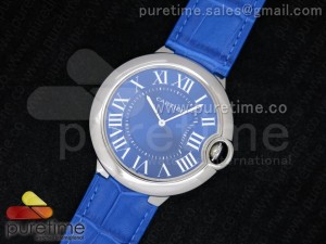 Ballon Bleu de Cartier SS Blue Dial on Blue Leather Strap Ronda Quartz