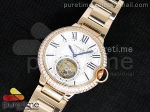 Ballon Bleu Tourbillon 47mm RG White Dial Full Paved Diamonds Bezel on RG Bracelet