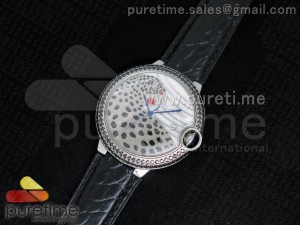 Ballon Bleu 42mm SS Leopard Dial on Black Genuine Alligator Leather Strap A2824