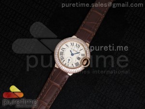 Ballon Bleu 29mm Ladies RG White Dial on Brown Leather Strap Ronda Quartz