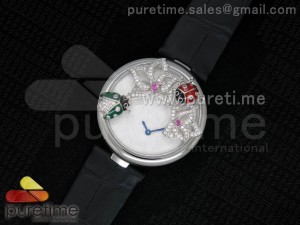 Les Heures Fabuleuses de Cartier SS White Textured Dial on Black Leather Strap ISA Quartz