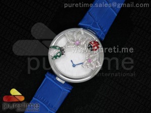 Les Heures Fabuleuses de Cartier SS White Textured Dial on Blue Leather Strap ISA Quartz