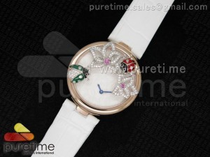 Les Heures Fabuleuses de Cartier RG White Textured Dial on White Leather Strap ISA Quartz