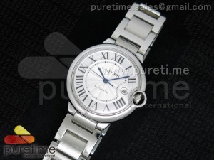 Ballon Bleu 42mm SS White Textured Dial on SS Bracelet ETA2892