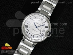 Ballon Bleu 42mm SS White Textured Dial on SS Bracelet A2824