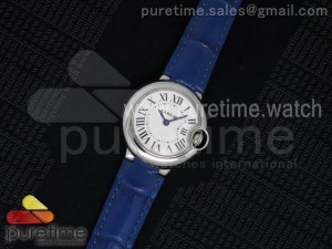 Ballon Bleu Ladies SS White Dial on Blue Croco Leather Strap Ronda Quartz