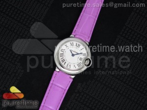 Ballon Bleu Ladies SS White Dial on Purple Croco Leather Strap Ronda Quartz